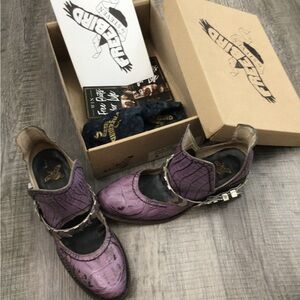 Freebird by Steven Purple Mary Jane Heels with Silver Chain Detail